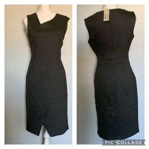 Tailored Asymmetrical Charcoal Stretch Dress